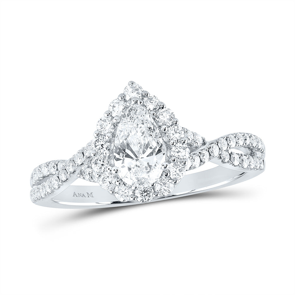 14kt White Gold Pear Diamond Solitaire Bridal Wedding Engagement Ring 1 Cttw