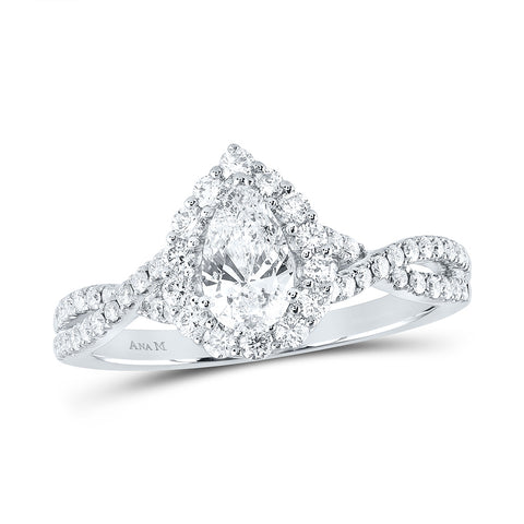 14kt White Gold Pear Diamond Solitaire Bridal Wedding Engagement Ring 1 Cttw