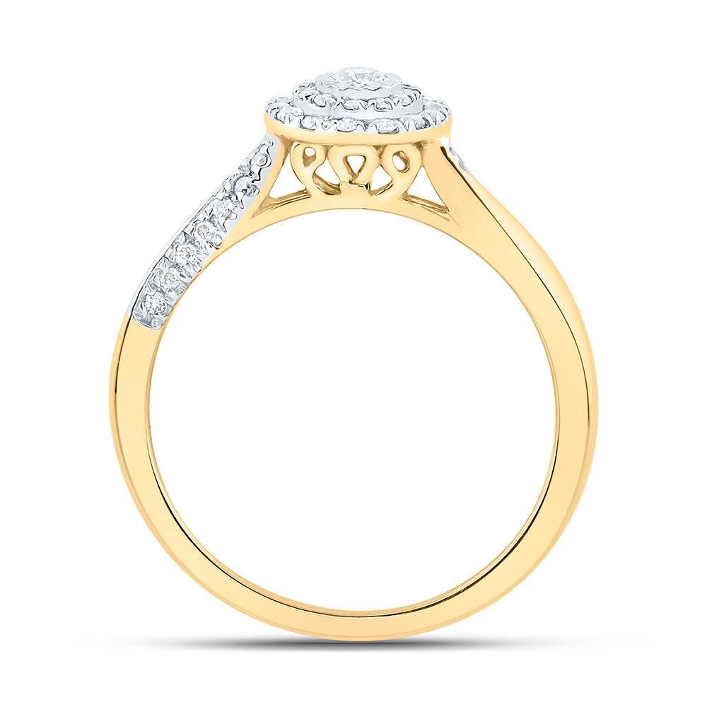 10kt Yellow Gold Womens Round Diamond Cluster Ring 1/4 Cttw