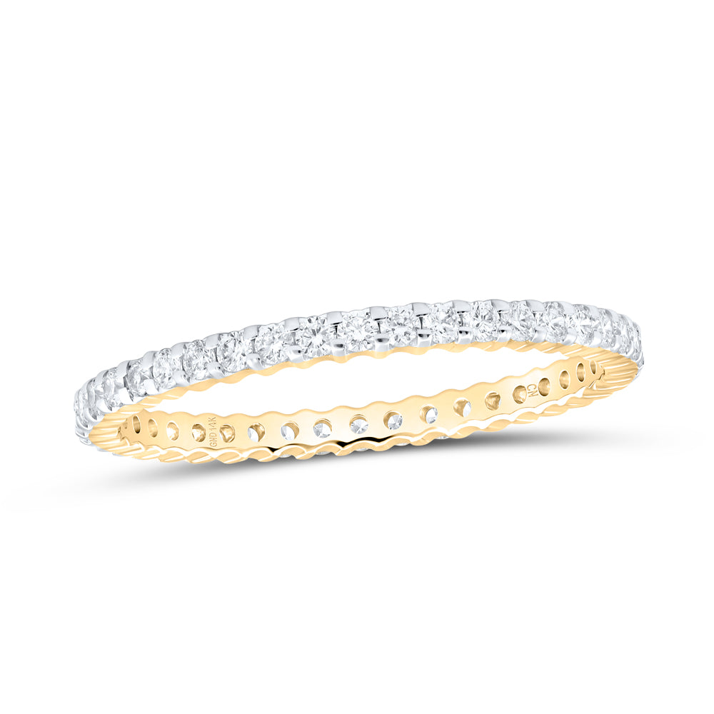 14kt Yellow Gold Womens Round Pave-set Diamond Eternity Wedding Band 1/2 Cttw
