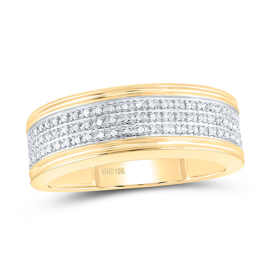 10kt Yellow Gold Mens Round Diamond Wedding Band Ring 1/4 Cttw