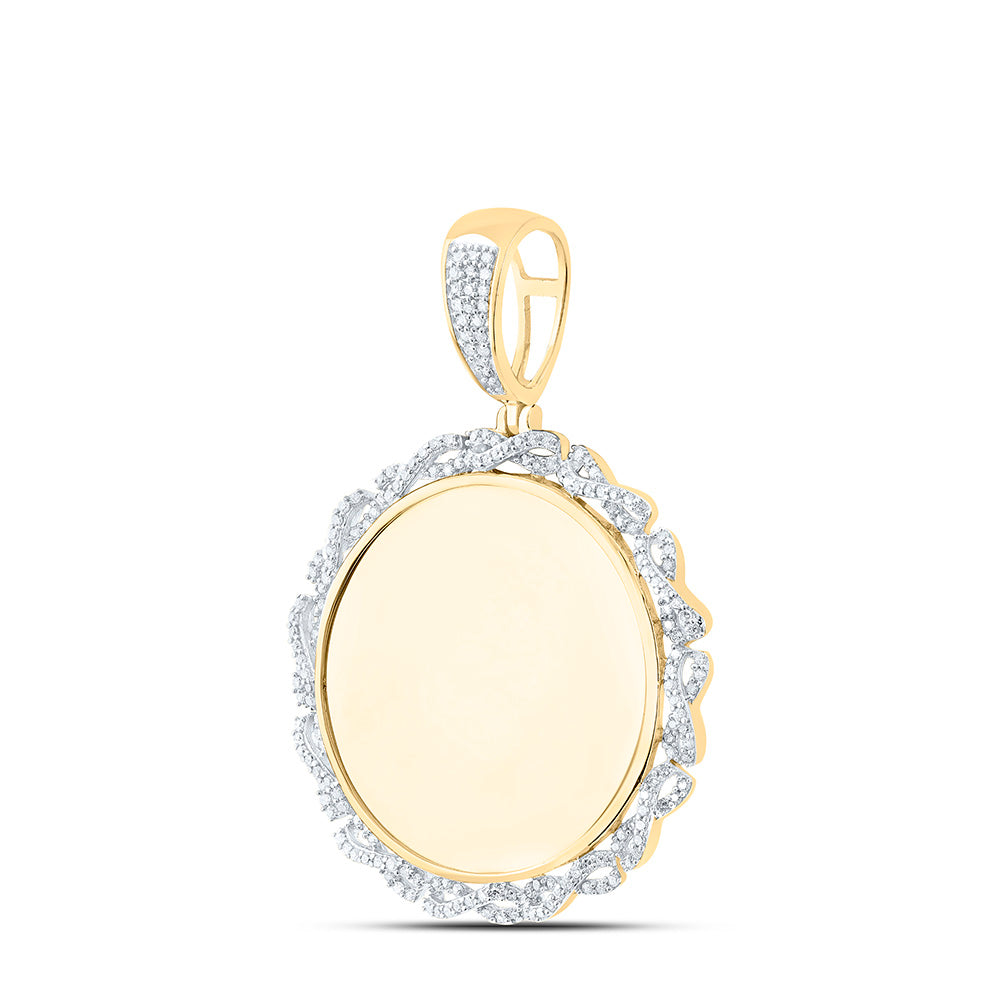 10kt Yellow Gold Mens Round Diamond Memory Circle Charm Pendant 1/2 Cttw