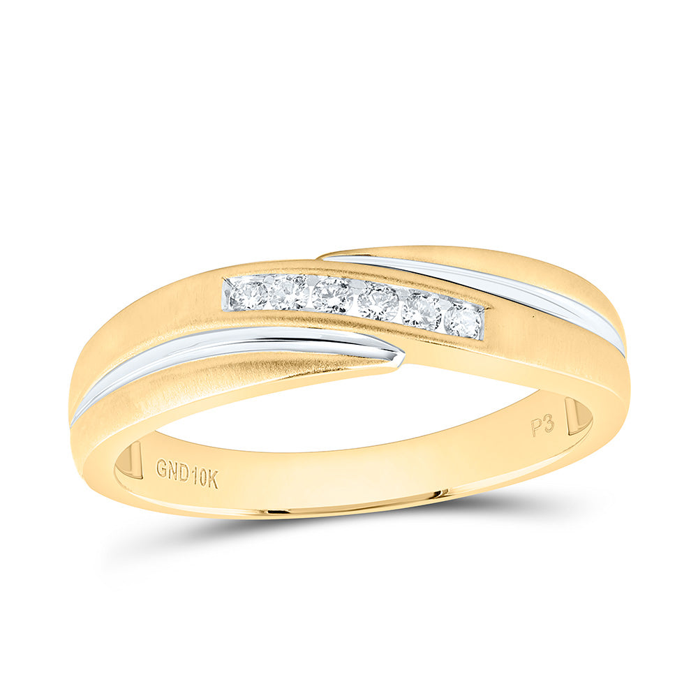 10kt Yellow Gold Mens Round Diamond Wedding Band Ring 1/8 Cttw