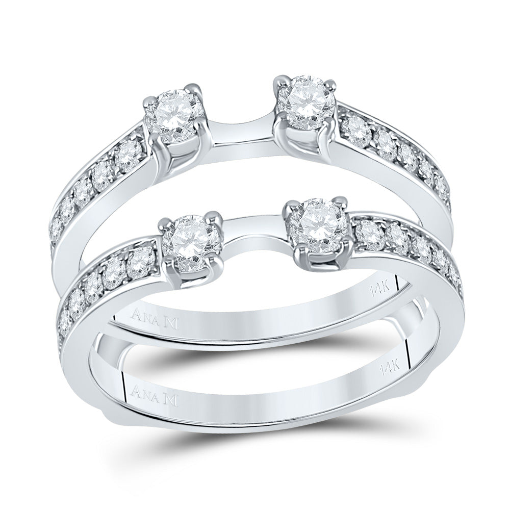 14kt White Gold Womens Round Diamond Wedding Wrap Ring Guard Enhancer 1 Cttw