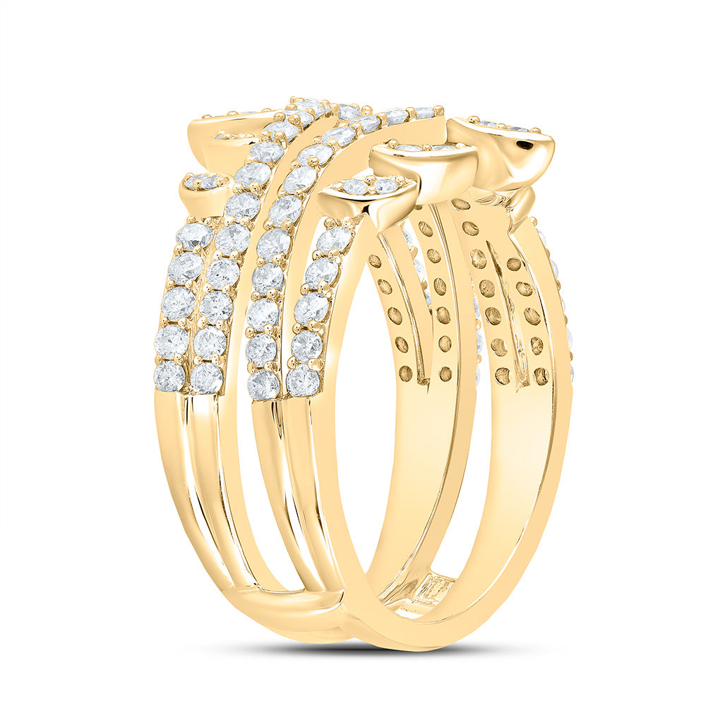 14kt Yellow Gold Womens Round Diamond Wrap Enhancer Wedding Band 1 Cttw
