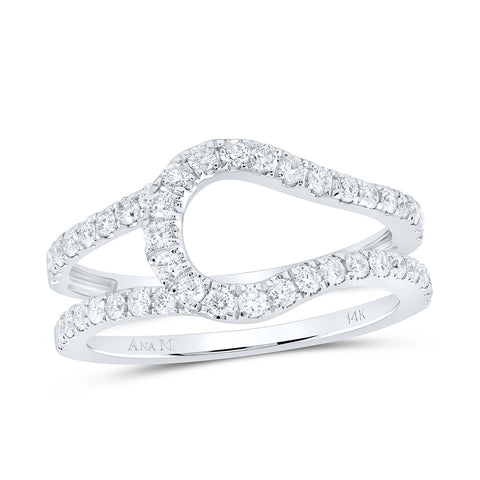 14kt White Gold Womens Round Diamond Wrap Ring Guard Enhancer 1/2 Cttw