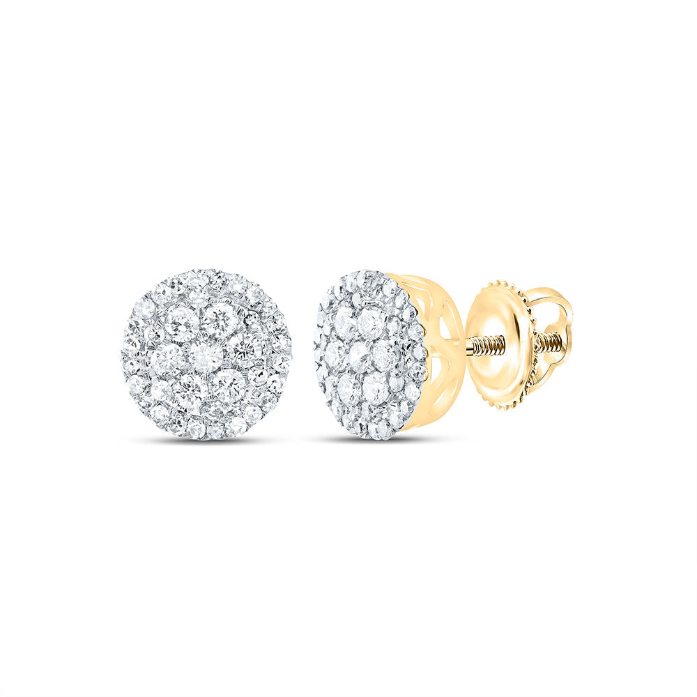 14kt Yellow Gold Womens Round Diamond Cluster Earrings 3/8 Cttw