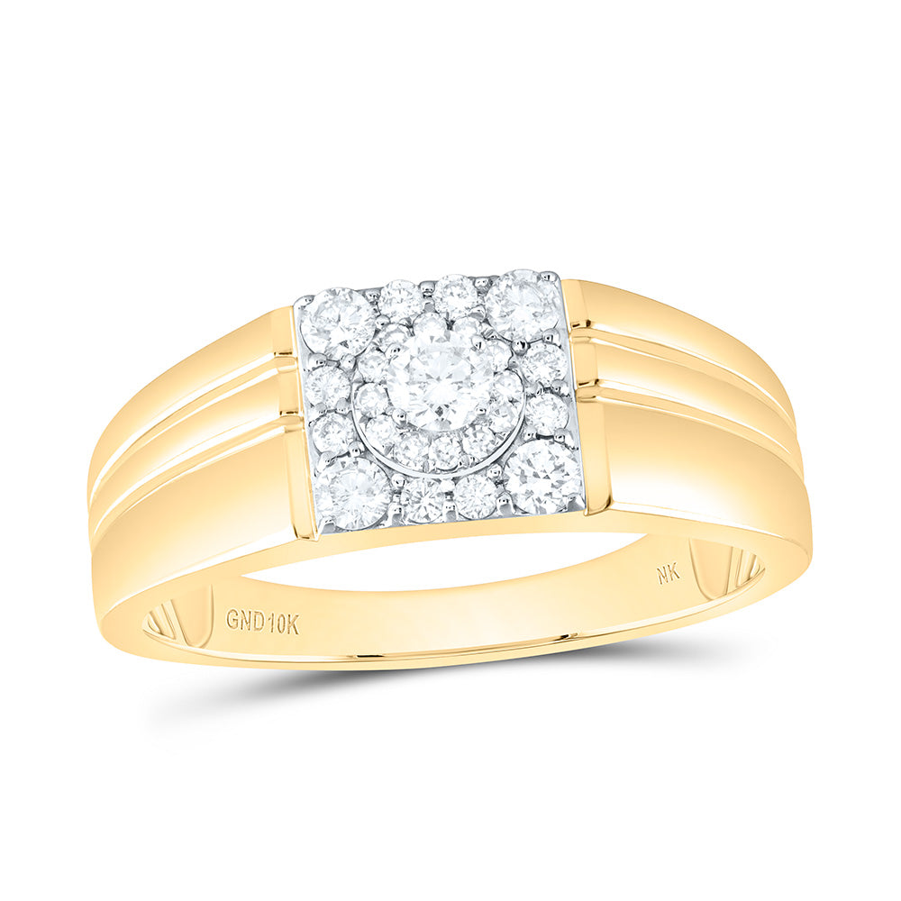 10kt Yellow Gold Mens Round Diamond Solitaire Band Ring 1/2 Cttw