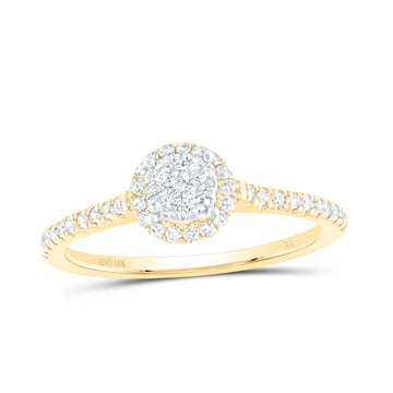 10kt Yellow Gold Womens Round Diamond Cluster Ring 1/3 Cttw