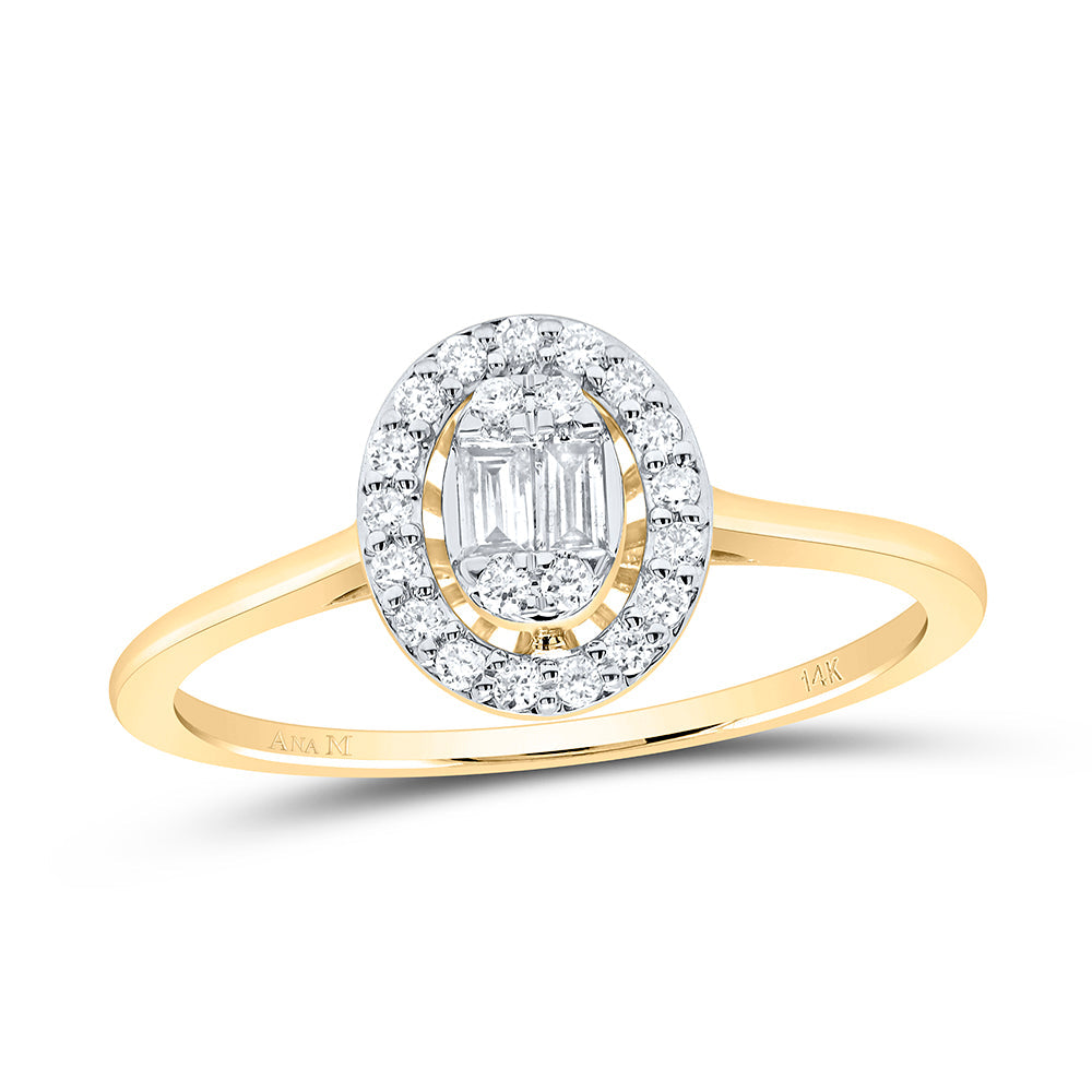 14kt Yellow Gold Womens Round Diamond Oval Ring 1/6 Cttw