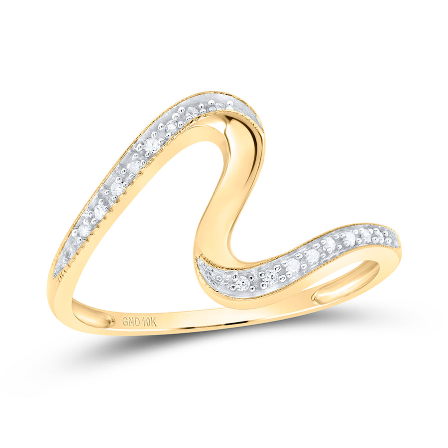 10kt Yellow Gold Womens Round Diamond S Curve Band Ring 1/20 Cttw