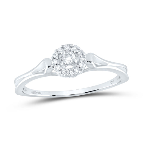 10kt White Gold Womens Round Diamond Solitaire Promise Ring 1/10 Cttw