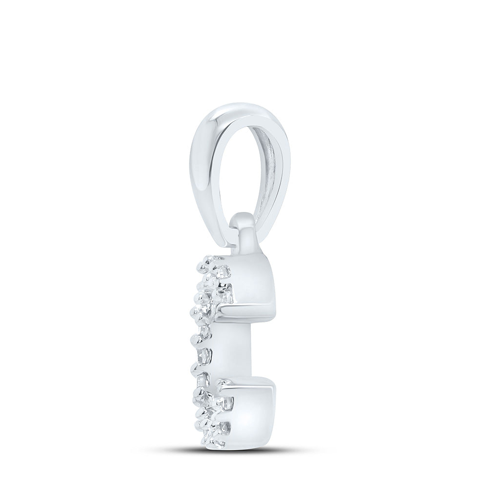 10kt White Gold Womens Round Diamond C Initial Letter Pendant .03 Cttw