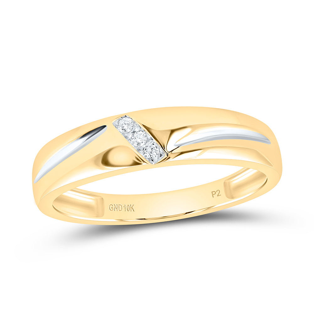 10kt Yellow Gold His Hers Round Diamond Solitaire Matching Wedding Set 1/5 Cttw