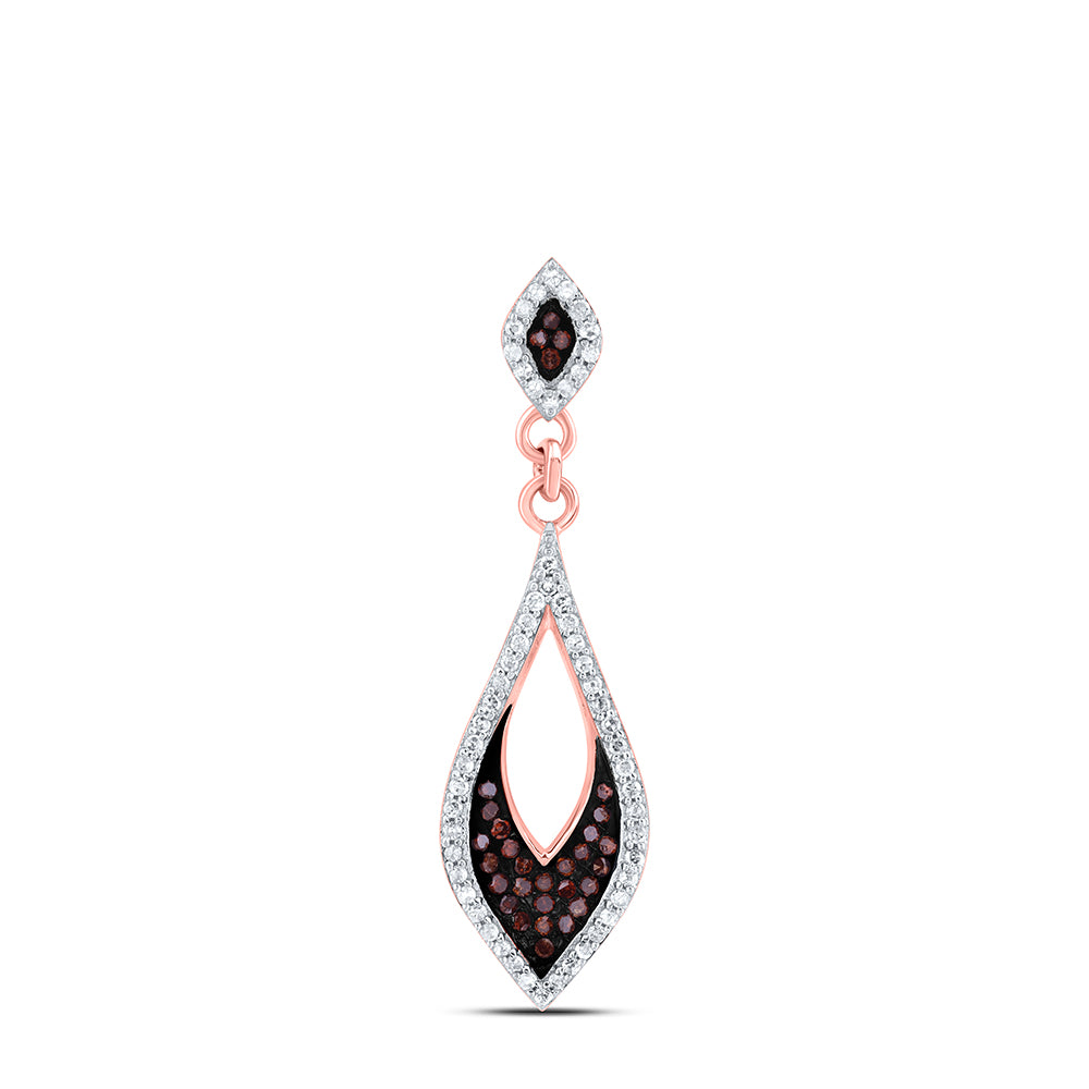 10kt Rose Gold Womens Round Red Color Enhanced Diamond Fashion Pendant 1/5 Cttw