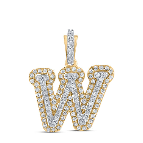 10kt Yellow Gold Womens Round Diamond W Initial Letter Pendant 1/3 Cttw