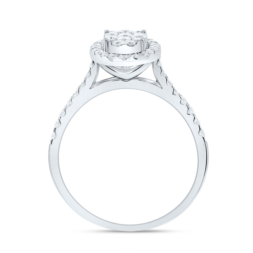 10kt White Gold Round Diamond Oval Bridal Wedding Engagement Ring 1/2 Cttw