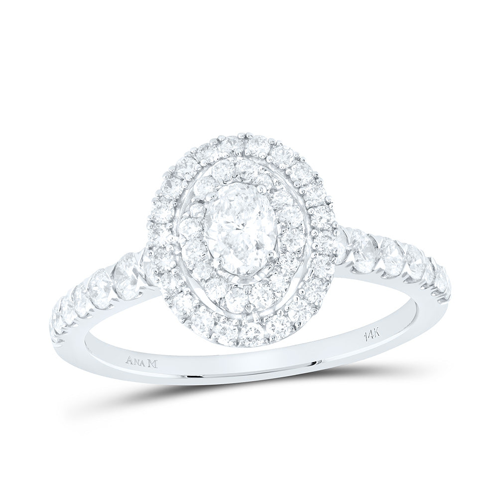 14kt White Gold Oval Diamond Halo Bridal Wedding Engagement Ring 1 Cttw