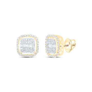 10kt Yellow Gold Womens Baguette Diamond Square Earrings 5/8 Cttw