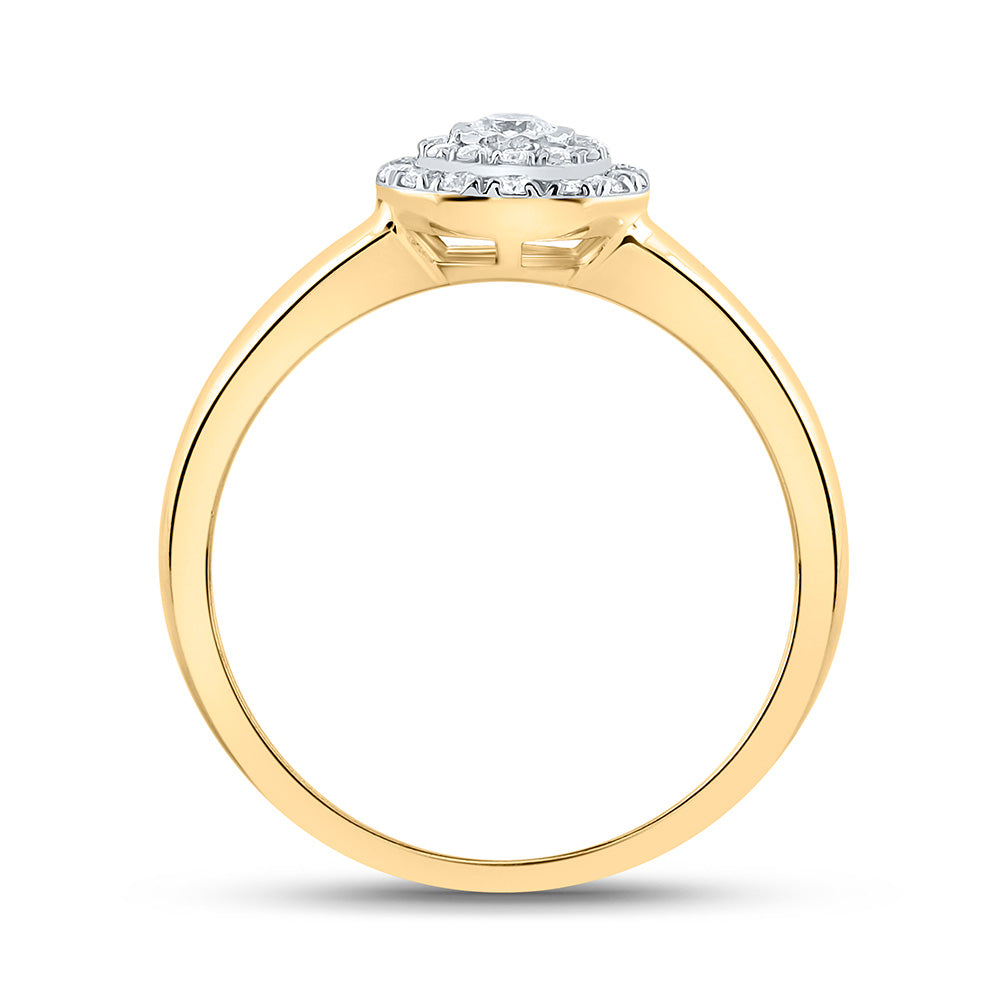 10kt Yellow Gold Womens Round Diamond Cluster Ring 1/4 Cttw