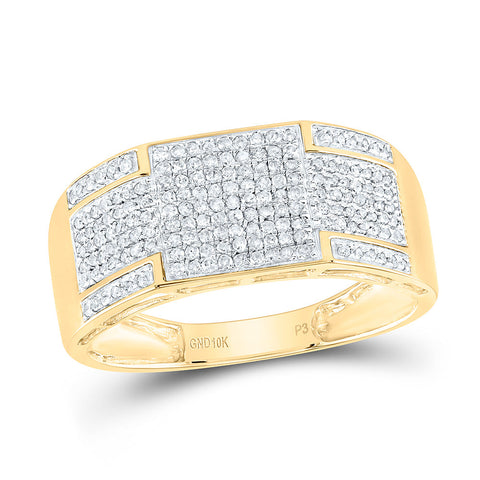 10kt Yellow Gold Mens Round Diamond Band Ring 3/8 Cttw