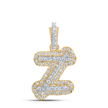 10kt Yellow Gold Womens Round Diamond Z Initial Letter Pendant 1/5 Cttw