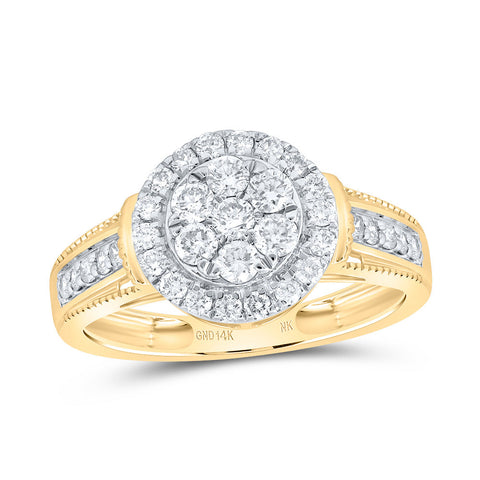 14kt Yellow Gold Womens Round Diamond Cluster Ring 5/8 Cttw