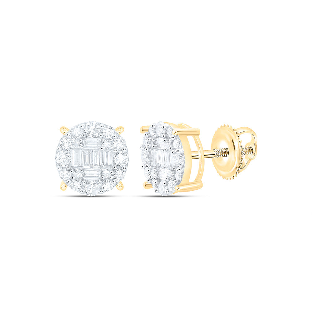 14kt Yellow Gold Baguette Diamond Cluster Earrings 5/8 Cttw