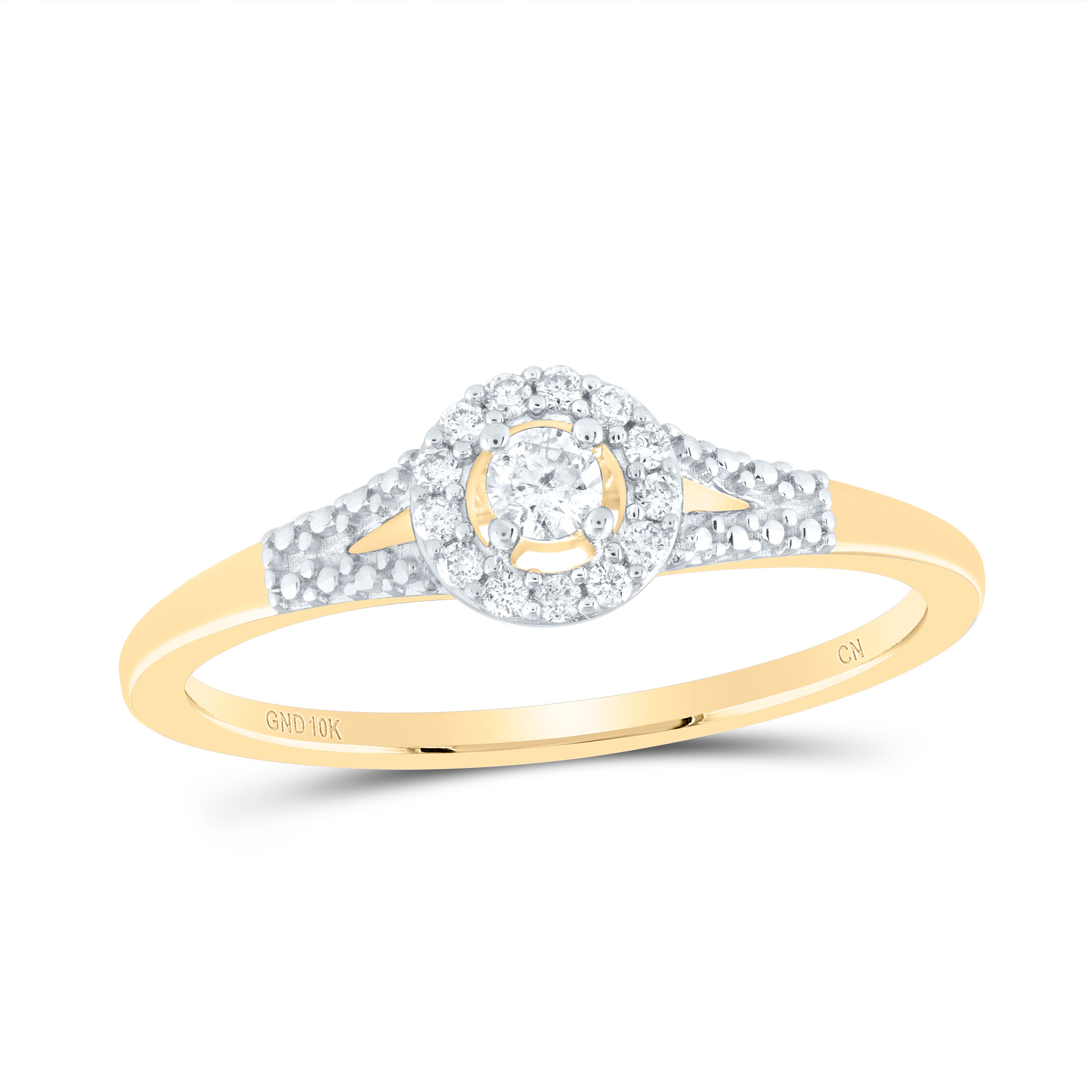 10kt Yellow Gold Womens Round Diamond Solitaire Promise Ring 1/8 Cttw