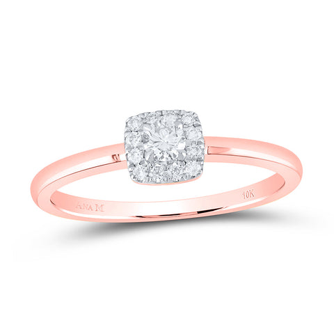 10kt Rose Gold Womens Round Diamond Solitaire Stackable Band Ring 1/5 Cttw