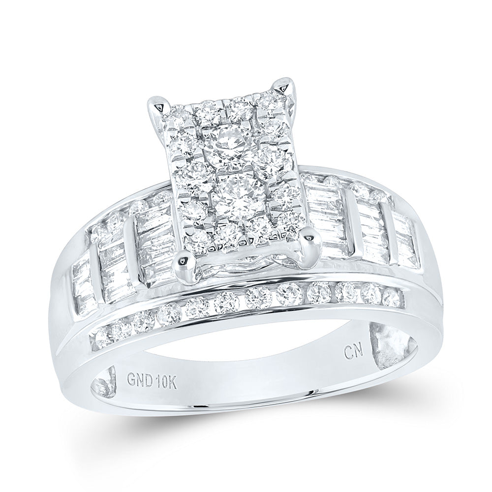 10kt White Gold Round Diamond Cluster Bridal Wedding Engagement Ring 1/2 Cttw