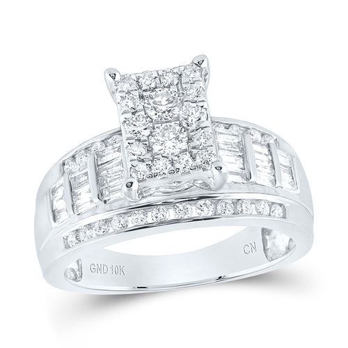 10kt White Gold Round Diamond Cluster Bridal Wedding Engagement Ring 1/2 Cttw