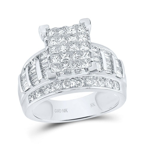 10kt White Gold Princess Diamond Square Bridal Wedding Engagement Ring 2 Cttw