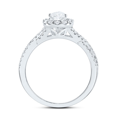 14kt White Gold Pear Diamond Solitaire Bridal Wedding Engagement Ring 1 Cttw