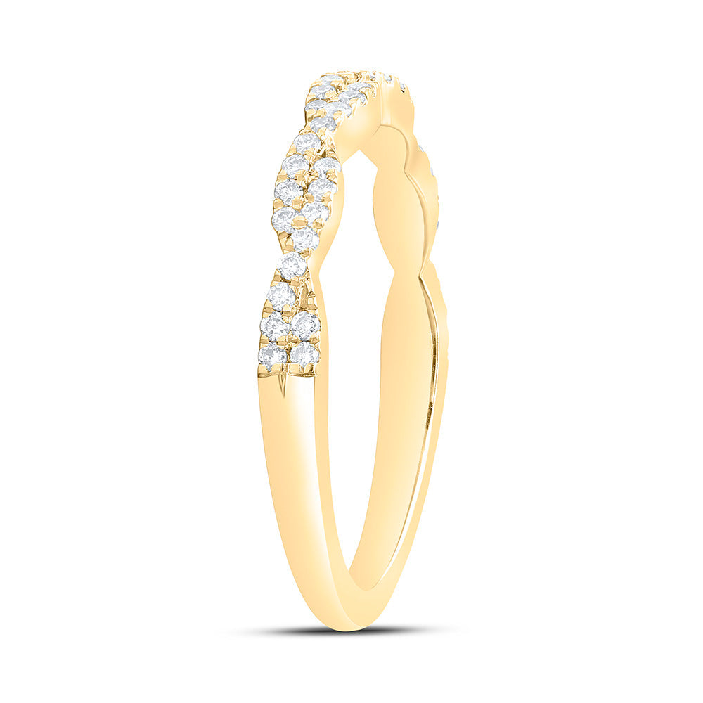 14kt Yellow Gold Womens Round Diamond Twist Stackable Band Ring 1/4 Cttw