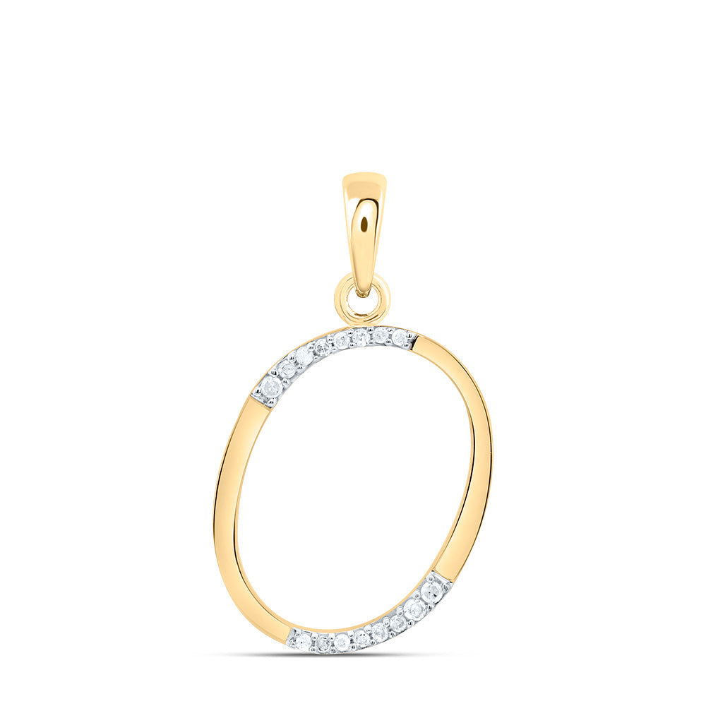10kt Yellow Gold Womens Round Diamond O Initial Letter Pendant 1/12 Cttw