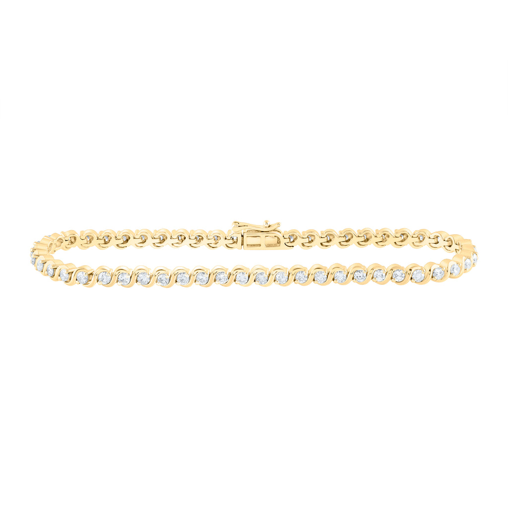 10kt Two-tone Gold Womens Round Diamond Tennis Bracelet 2 Cttw