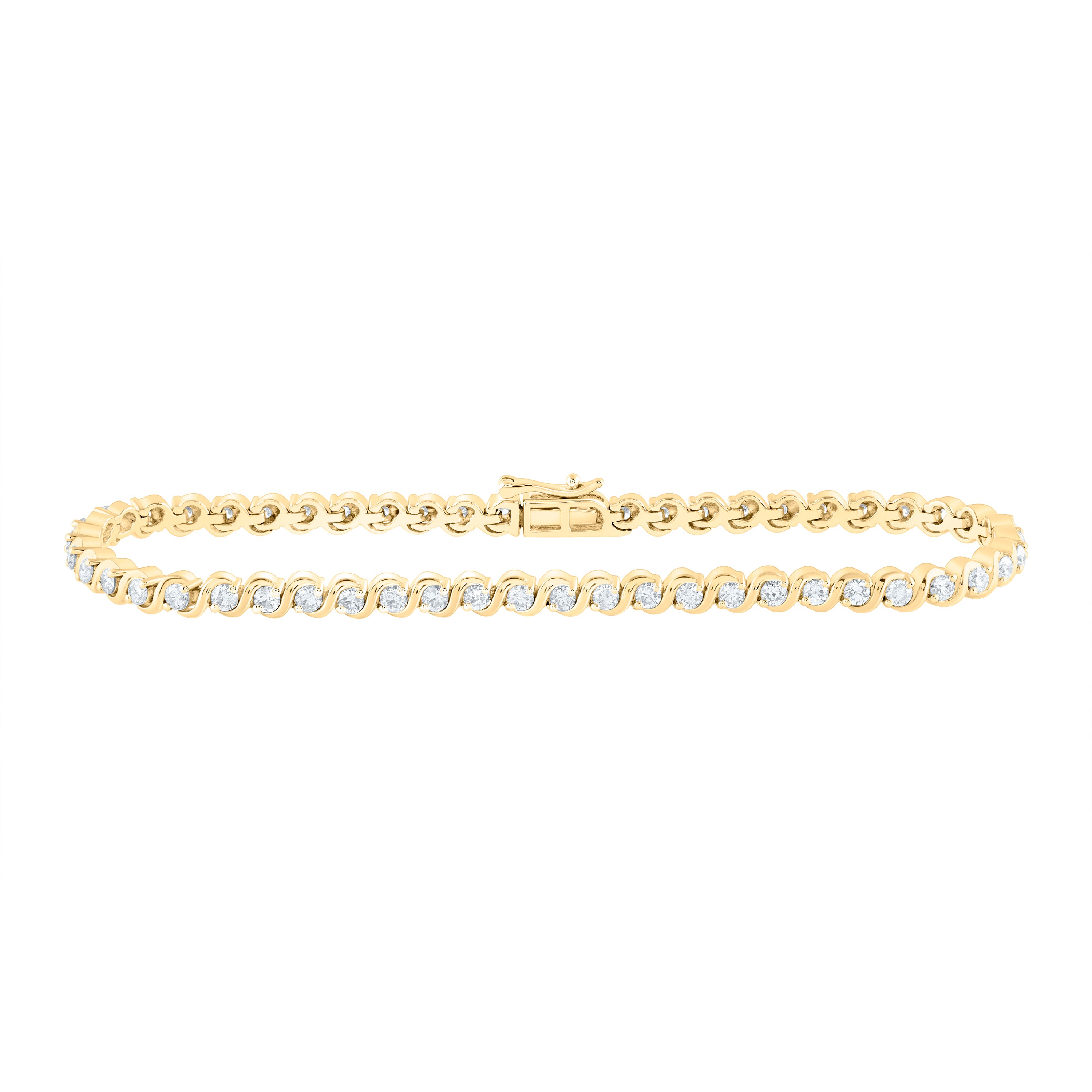 10kt Two-tone Gold Womens Round Diamond Tennis Bracelet 2 Cttw