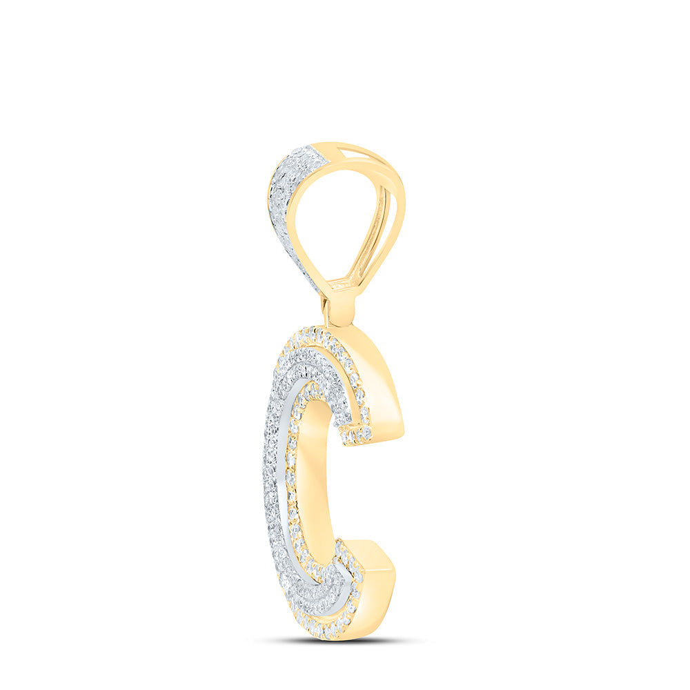10kt Two-tone Gold Mens Round Diamond Initial C Letter Charm Pendant 3/4 Cttw