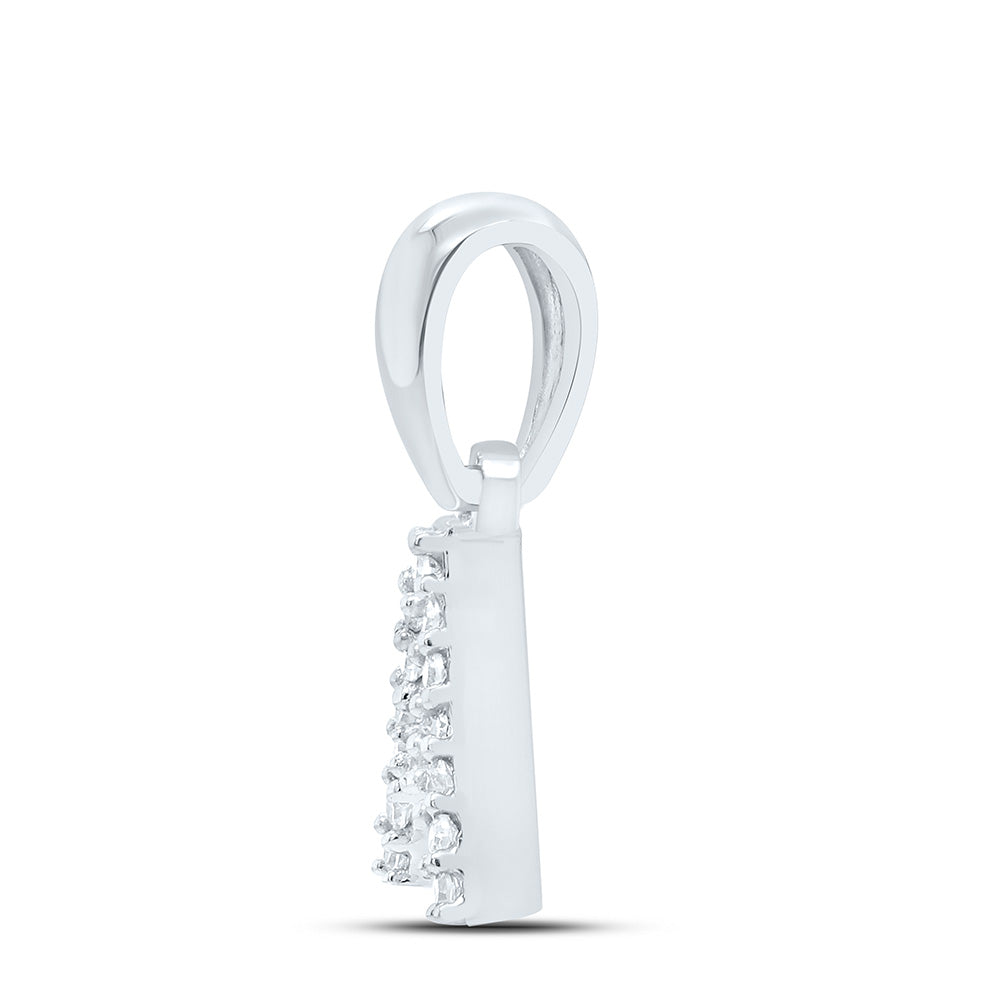 10kt White Gold Womens Round Diamond A Initial Letter Pendant .03 Cttw