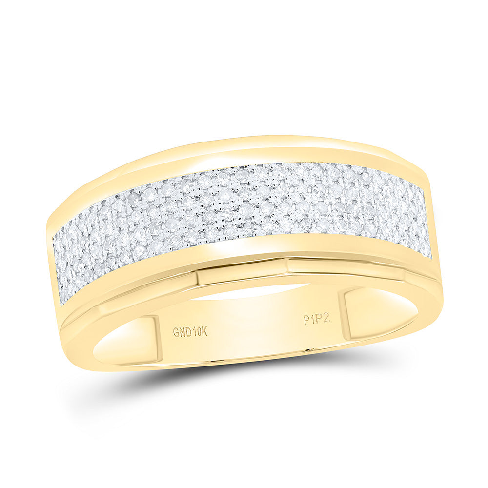 10kt Yellow Gold Mens Round Diamond Band Ring 1/3 Cttw
