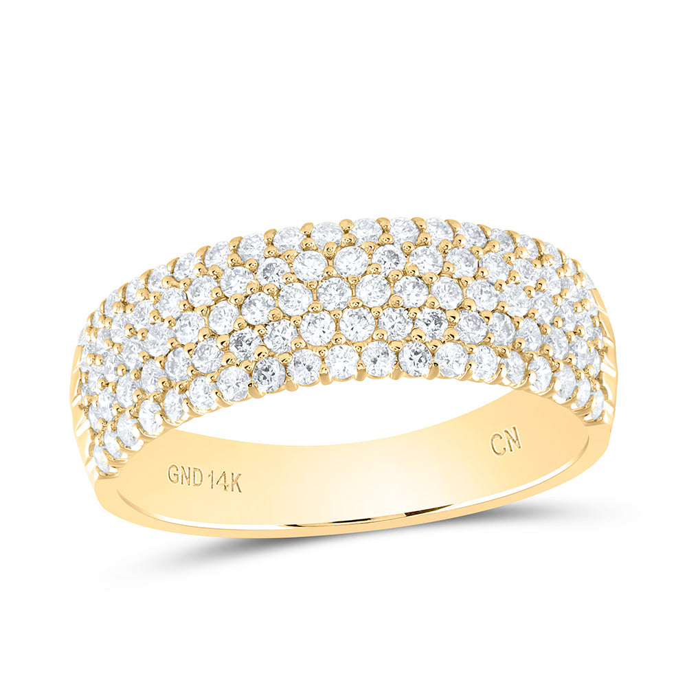 14kt Yellow Gold Womens Round Diamond Pave Machine-set Band Ring 3/4 Cttw