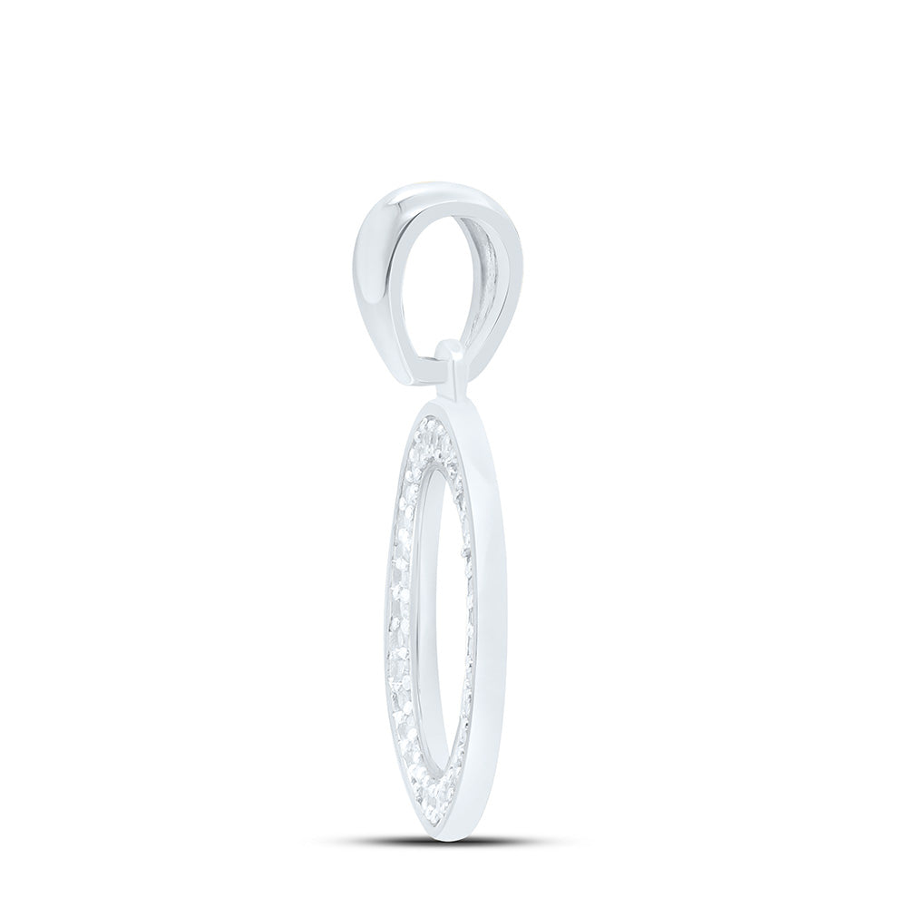 10kt White Gold Womens Round Diamond Initial O Letter Pendant 1/10 Cttw