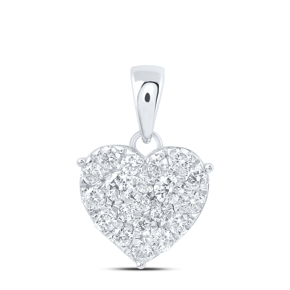 10kt Yellow Gold Womens Round Diamond Heart Pendant 3/4 Cttw