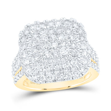 10kt Yellow Gold Womens Round Diamond Square Ring 3 Cttw