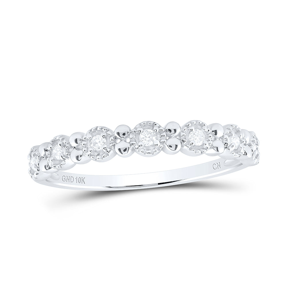 10kt White Gold Womens Round Diamond Stackable Band Ring 1/10 Cttw