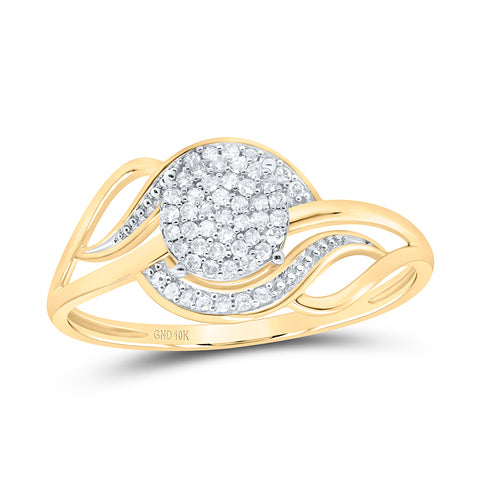 10kt Yellow Gold Womens Round Diamond Cluster Ring 1/6 Cttw