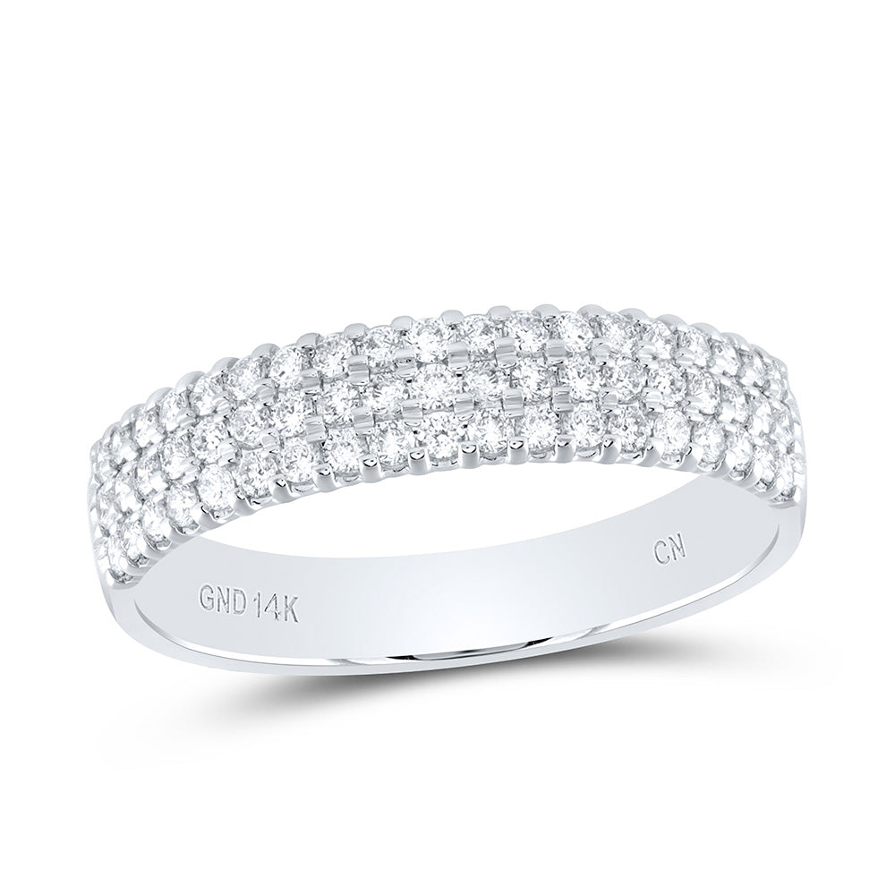 14kt White Gold Womens Round Diamond Pave Band Ring 1/2 Cttw