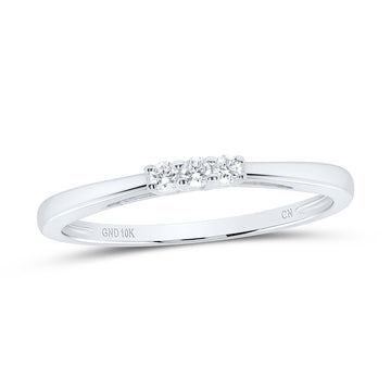 10kt White Gold Round Diamond 3-stone Bridal Wedding Engagement Ring 1/20 Cttw
