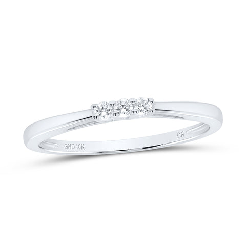 10kt White Gold Round Diamond 3-stone Bridal Wedding Engagement Ring 1/20 Cttw